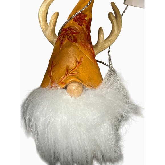 Woodstock Ganz Christmas Gnome Ornament Deer Antler Fluffy White Decor - Picture 2 of 11